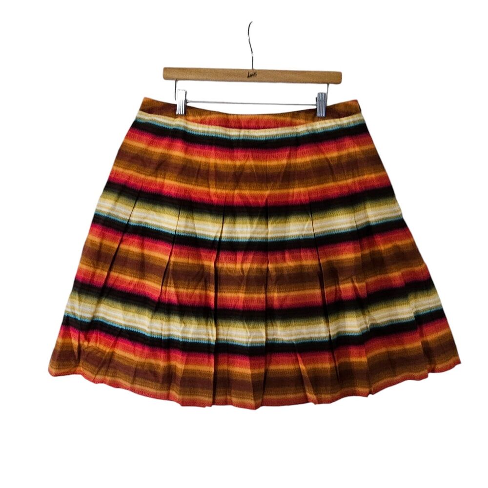 Talbots Pleated Full Skirt‎ Women Petite Size 16P Multicolor Stripe Cotton Lined - Picture 6 of 9
